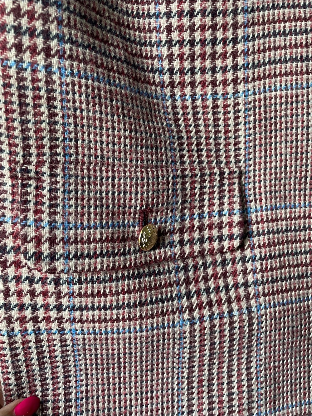 Talbots Brown Glen Plaid Collarless Jacket with Gold Buttons Sz 18W - Picture 6 of 8